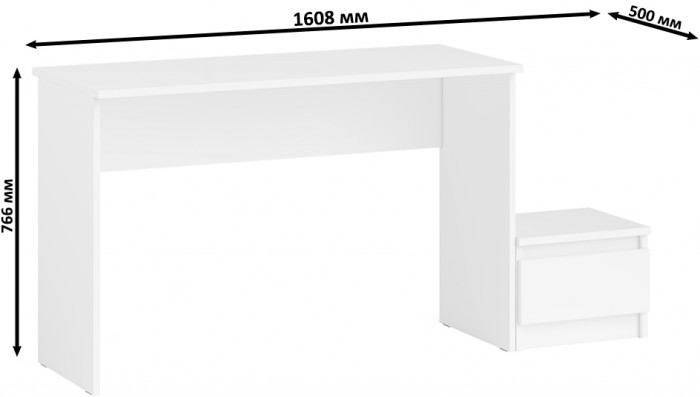 Мори письменный стол МСП1200.1 + Тумба ТМП400.1, белый