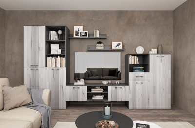 Модульная гостиная "Монреаль" - Антарцит/Дуб канадский арктик