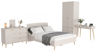 Афина Спальня 06-1400, цвет кашемир серый, сп.м. 1400х2000 мм., б/м, основание есть - фанера