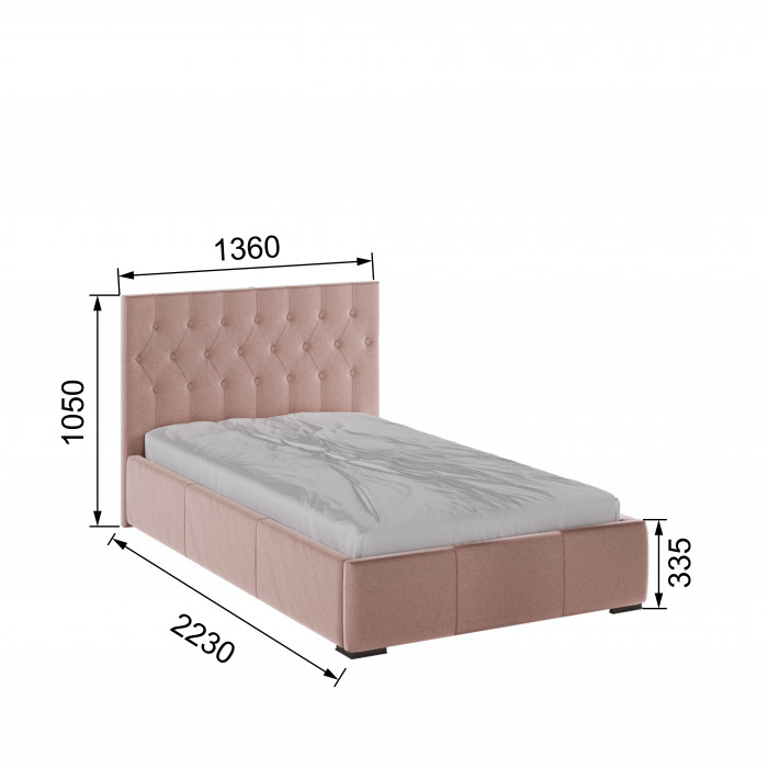 Октавия Кровать интерьерная 120 пыльная роза ромб, ортопед