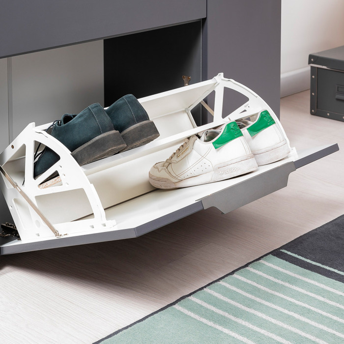 Октава Прихожая 05, цвет серый графит/дуб крафт золотой/фасады МДФ серый графит, ШхГхВ 129,8х35,4х180 см.