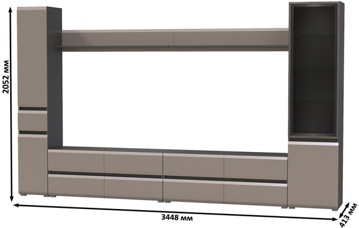 Сидней Комплектация № 108, корпус: антрацит/фасады: МДФ веллюто капучино