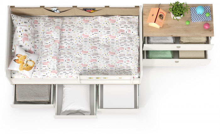 Эйп 11.40 Кровать + 13.322 Комод, белый/дуб белый