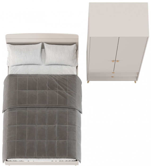 Афина Спальня Кровать 1200 + Шкаф 2-х дверный, кашемир серый