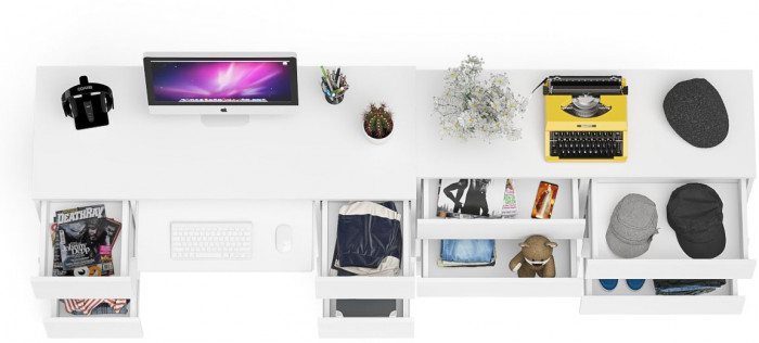 Мори компьютерный стол МС-2 + Комод МК1200.6, белый