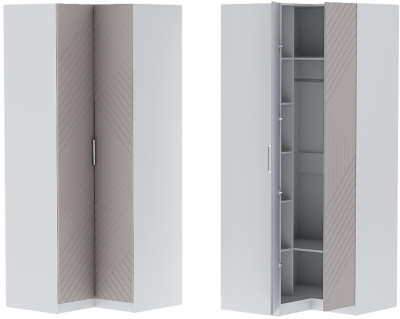 Шкаф угловой "Иннэс-7" - Белый/Грэй софт