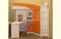 Кровать-чердак Бемби МДФ, оранжевый металл, склад