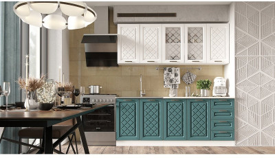 Кухня МДФ Агава 2000 (Акация белая / Моренга, Белый)