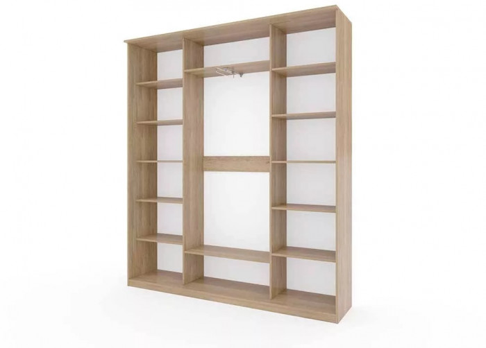 Шкаф купе Модерн 2076х450 3-х дверный 3-х секционный зеркальный с пескоструем №3 ясень