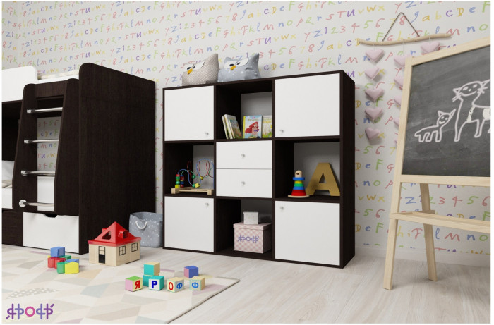 Стеллаж Джери (Венге/Белое дерево)