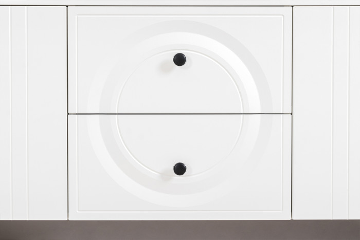 Валенсия Гостиная № 082, цвет ЛДСП белый шагрень/МДФ белый шагрень, ШхГхВ 350,3х38,3х225,2 см., универсальная сборка