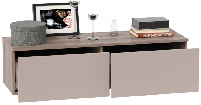 Роквуд Тумба под ТВ 16.54.02, цвет корпус ДСП эмили блаш/фасады МДФ крем, ШхГхВ 115,3х36,8х32 см.