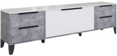 Малави Тумба для ТВ МТВ-1 с опорами, ателье светлое/белый глянец