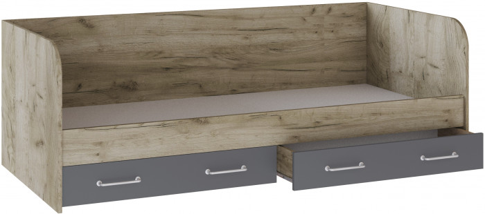 Кровать с ящиками Колибри-Лофт, Дуб крафт серый/Графит серый