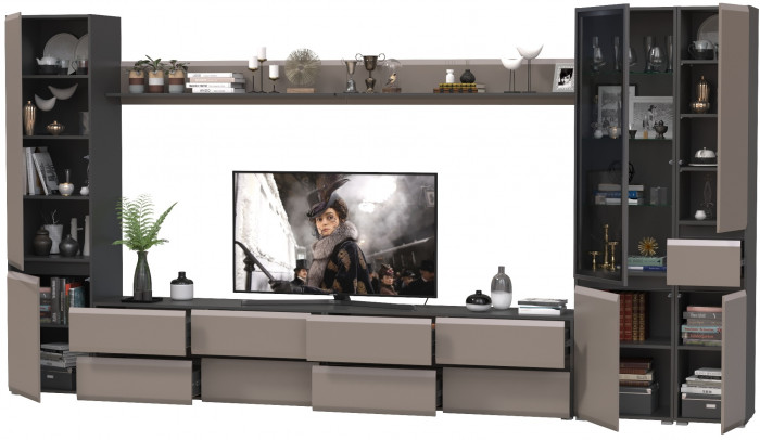 Сидней Комплектация № 109, корпус: антрацит/фасады: МДФ веллюто капучино