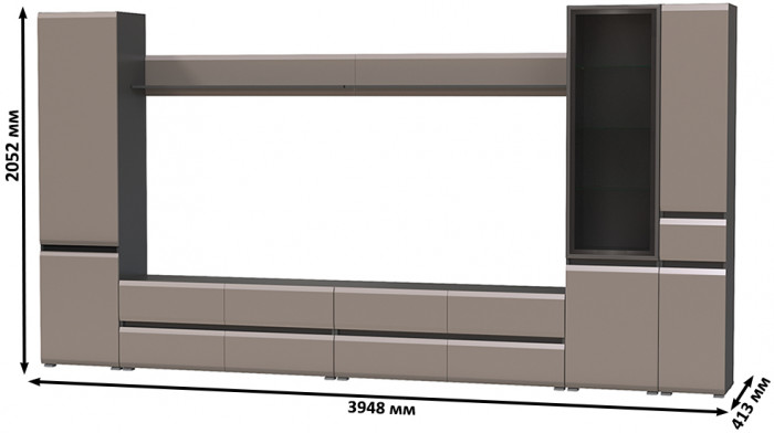 Сидней Комплектация № 109, корпус: антрацит/фасады: МДФ веллюто капучино