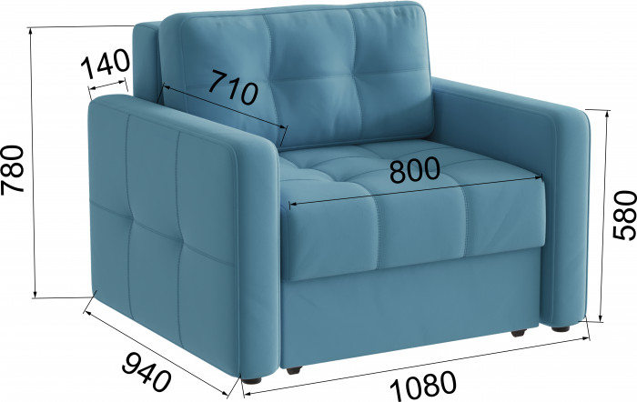 Кресло-кровать Брэй, Светло-голубой