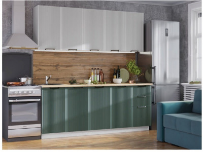 Кухонный гарнитур Кампео 2,0м Белый снег/Бриз